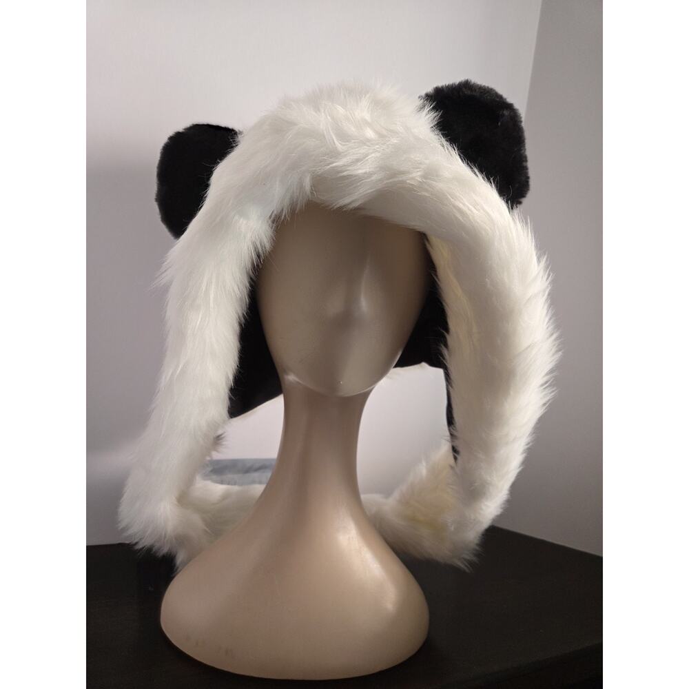 New LED Fur Panda Hood 20+ Modes Remote 3D Ears White Black Color Changing